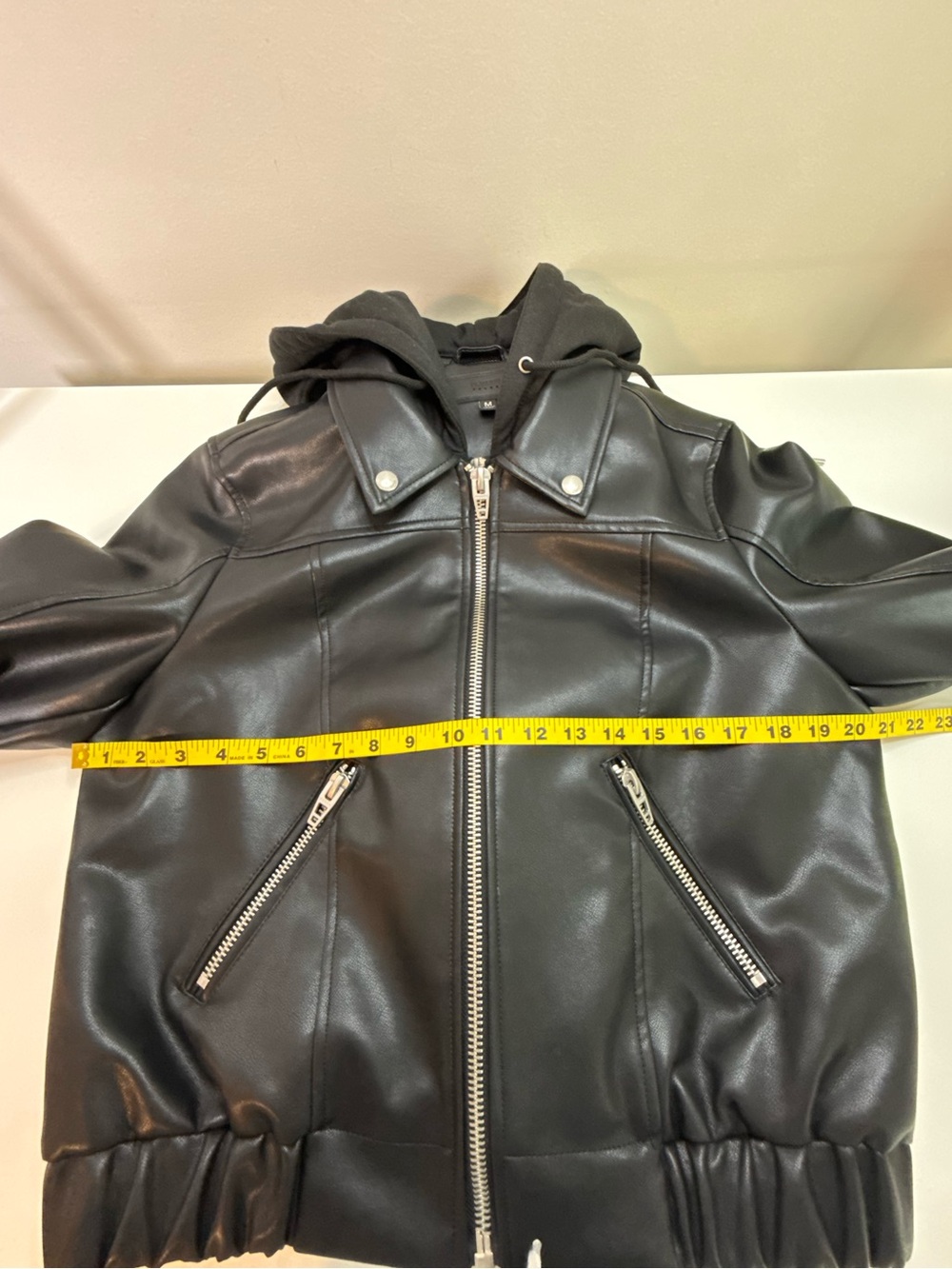 BlankNYC | Faux Leather Moto Jacket with Removable Hood | Black | Size Medium - Picture 11 of 14